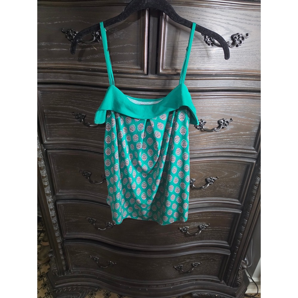 Banana Republic Green Medallion Print Draped Camisole Top Small Spagetti Strap